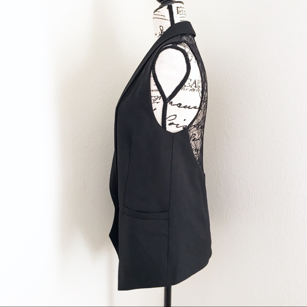 Forever 21 Long Black Vest With Lace Upper Back - Picture 3 of 4